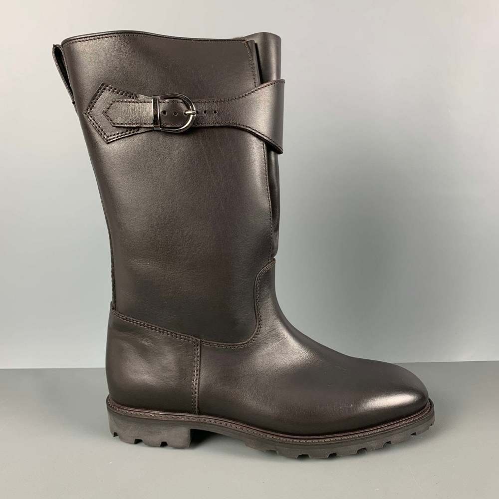 PAUL STUART Brown Solid Leather Pull On Boots - Picture 2 of 10